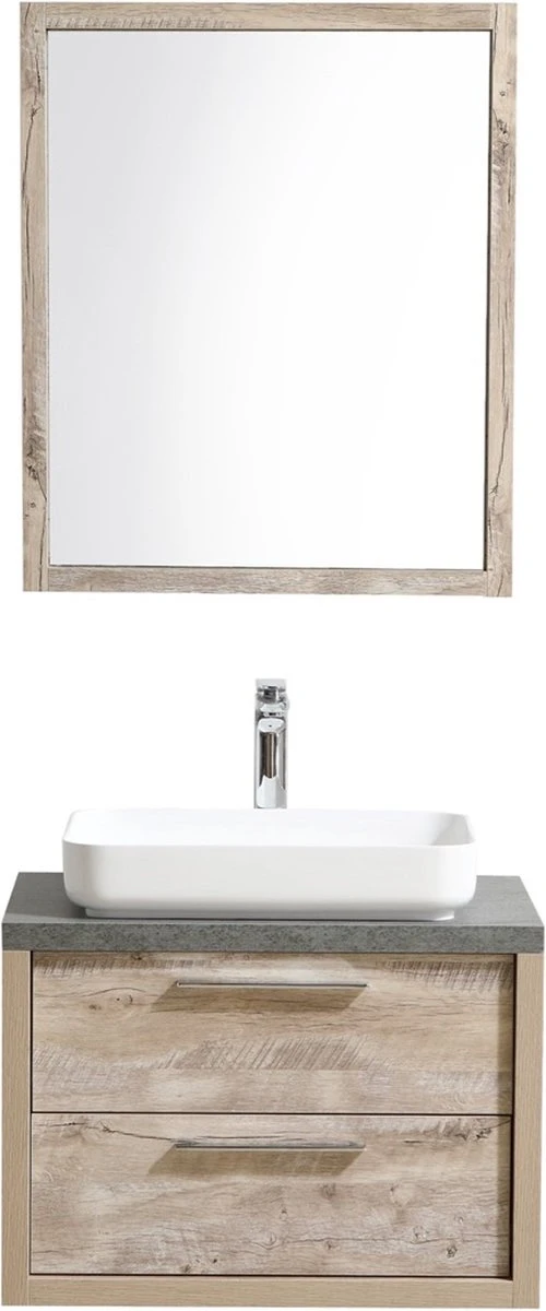 Badplaats Badkamermeubel Set Indiana 70 Cm - Hout Look - Badmeubel Met Spiegel - Afbeelding 7