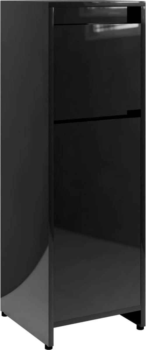 Furniture Limited - 4-delige Badkamermeubelset Bewerkt Hout Hoogglans Zwart - Afbeelding 8