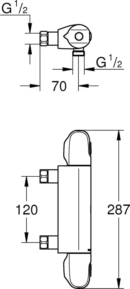 GROHE Grohtherm 1000 New Thermostatische Douchekraan - EcoJoy® - 12cm - Zonder Koppelingen - Chroom - 34147003 - Afbeelding 3