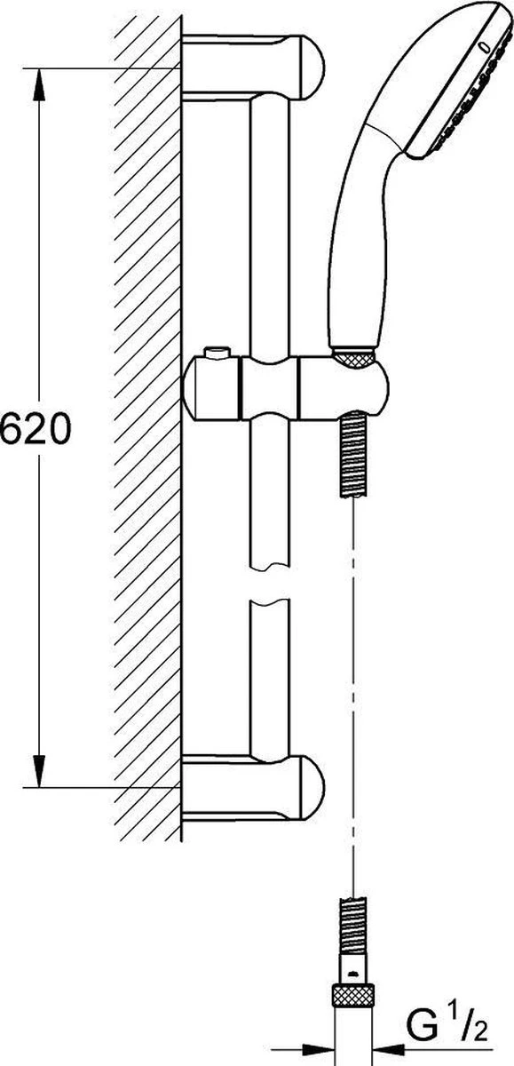 GROHE New Tempesta Doucheset 60cm - Handdouche ø 10 Cm - 3 Straalstanden - Afbeelding 2