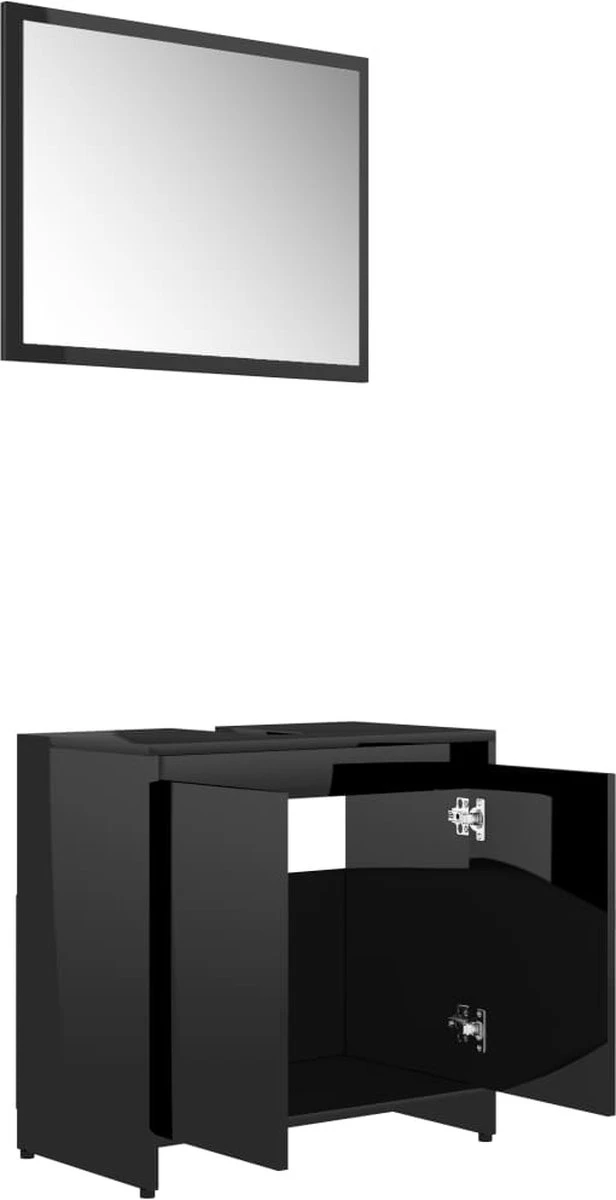 Furniture Limited - 4-delige Badkamermeubelset Bewerkt Hout Hoogglans Zwart - Afbeelding 3