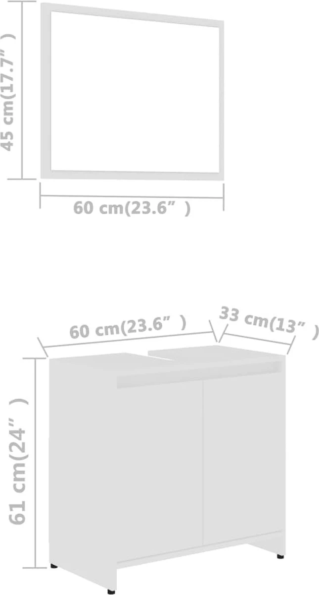 VidaXL Badkamermeubelset Bewerkt Hout Wit - Afbeelding 14