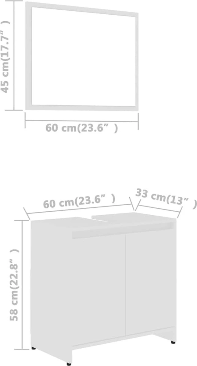VidaXL Badkamermeubelset Bewerkt Hout Wit - Afbeelding 6