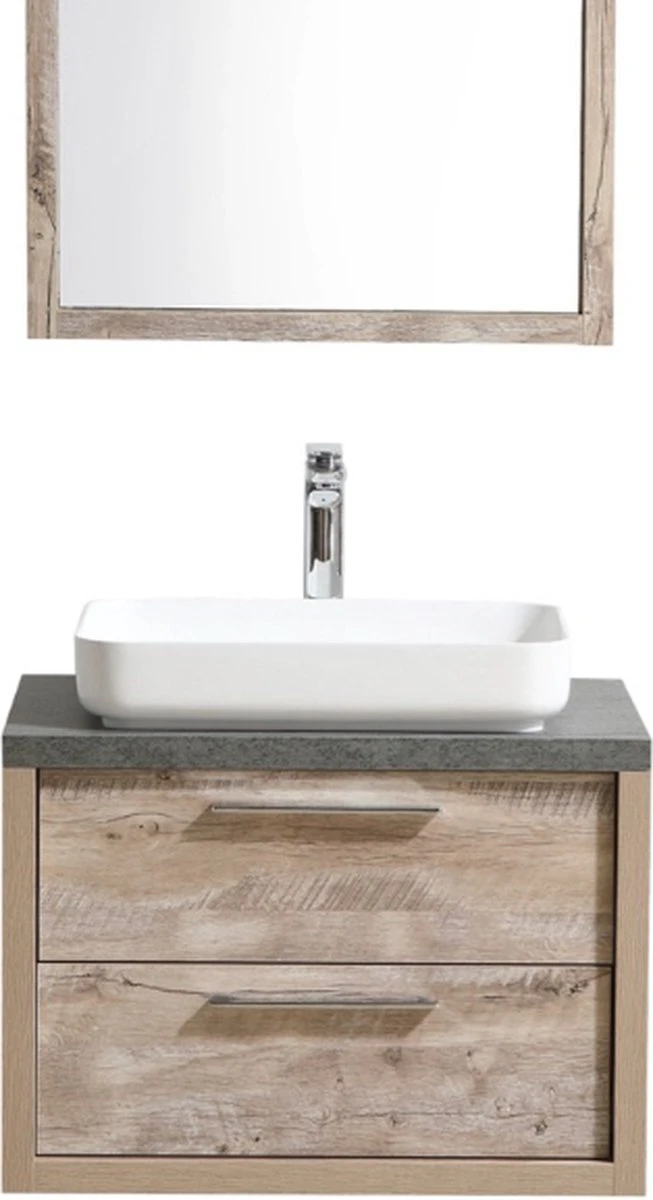 Badplaats Badkamermeubel Set Indiana 70 Cm - Hout Look - Badmeubel Met Spiegel - Afbeelding 10