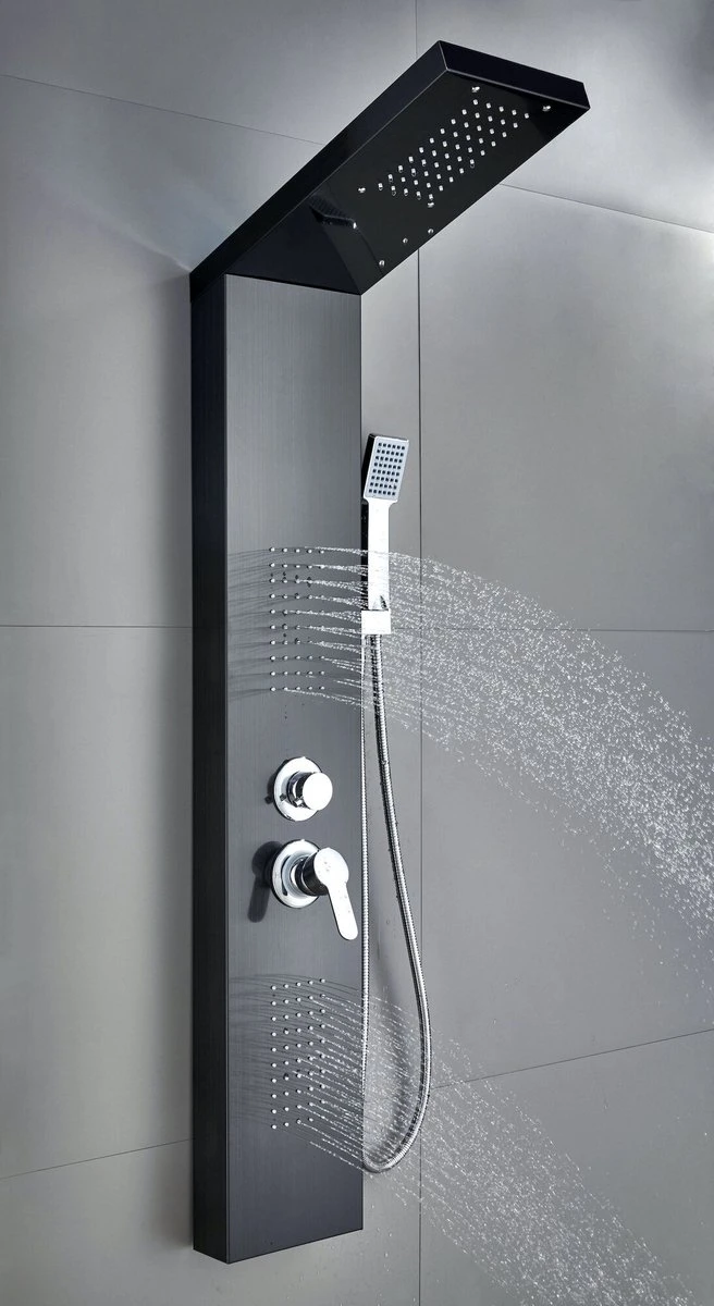 Badplaats Douchepaneel Aras - Zwart - Regendouche Met Mengkraan En Douchekop - Afbeelding 5