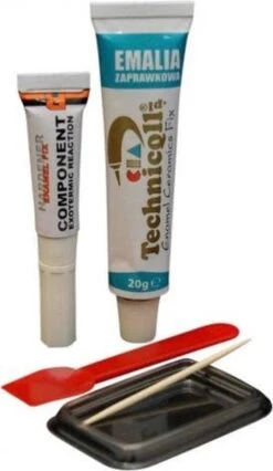 Technicqll | Sanitair | Emaille | Reparatieset | Standaard Wit 20gram+ 4 Gram | P-805W | Bad, Wastafel, Douchebak, Toilet, Fornuis, Wasmachine, Tegels Etc