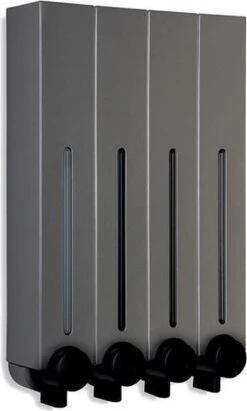 Aquathof, Zeepdispenser, RVS Kleur, 4 Kamer, 4 Reservoirs, 4x500ml, Hangend - Wandmontage