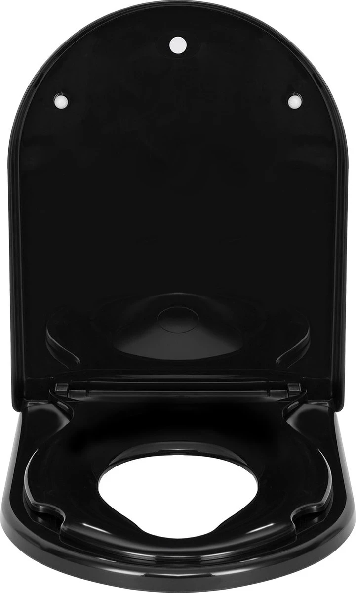 Kamyra® Antibacteriële Toiletbril Met Verkleiner & Softclose - Voor Volwassenen/Kinderen - Toiletbrillen, WC Bril, Brillen, Toiletzitting - D-Vorm - 45.4x36.1 Cm - Zwart - Afbeelding 9