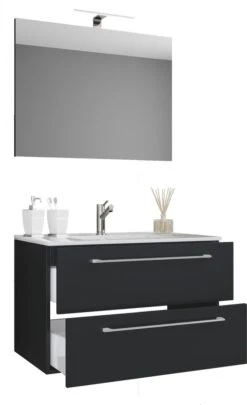 VCM 3-Delige Wastafel Badkamermeubelset Wastafel Badinos Lade Spiegel 3-Delige Wastafel Badkamermeubelset Wastafel Badinos Lade Spiegel