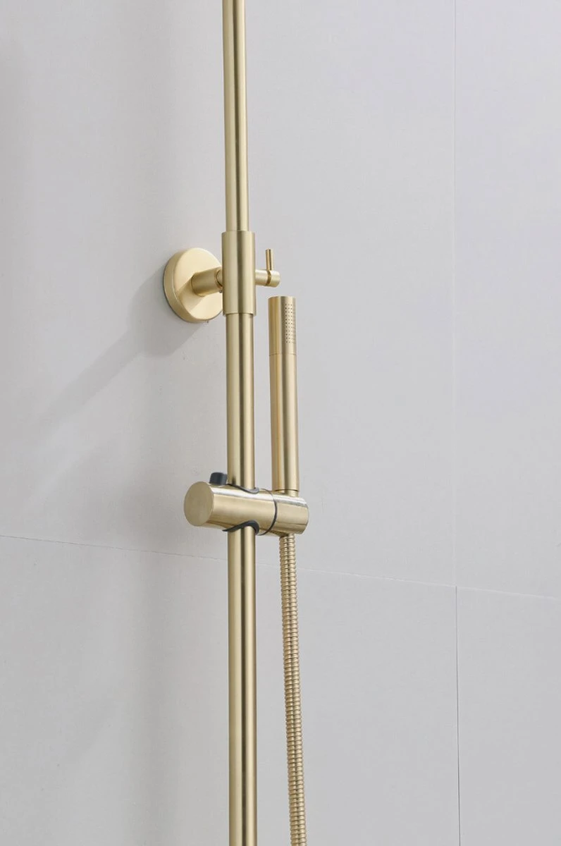 Wesseling & Bos Doucheset - Regendouche Mat Goud Geborsteld - Doucheset Met Thermostaatkraan - Atlanta - Afbeelding 5
