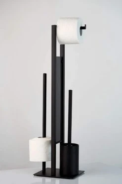 Merkloos Toiletgarnituur | Toiletborstelhouder | Toiletaccessoires | Zwart | Toiletbutler | WC Borstel | Staal