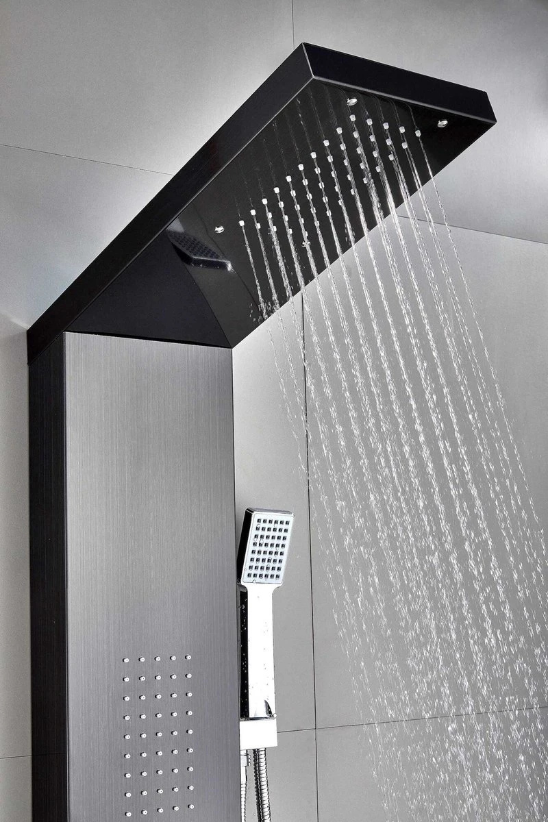 Badplaats Douchepaneel Aras - Zwart - Regendouche Met Mengkraan En Douchekop - Afbeelding 3