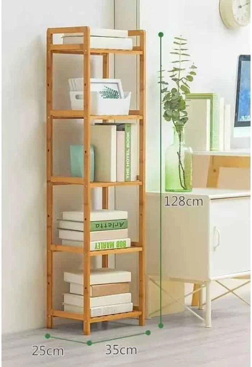 SensaHome Badkamerrek - Bamboe Design – Badkamerkast Met 5 Planken - Afbeelding 3