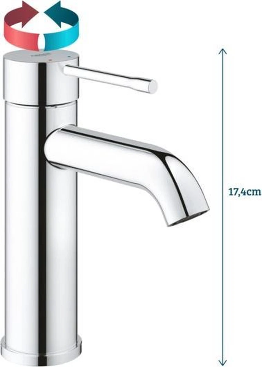 GROHE Essence New Wastafelkraan - Met EcoJoy® - Lage Uitloop - Chroom - 23590001 - Afbeelding 13