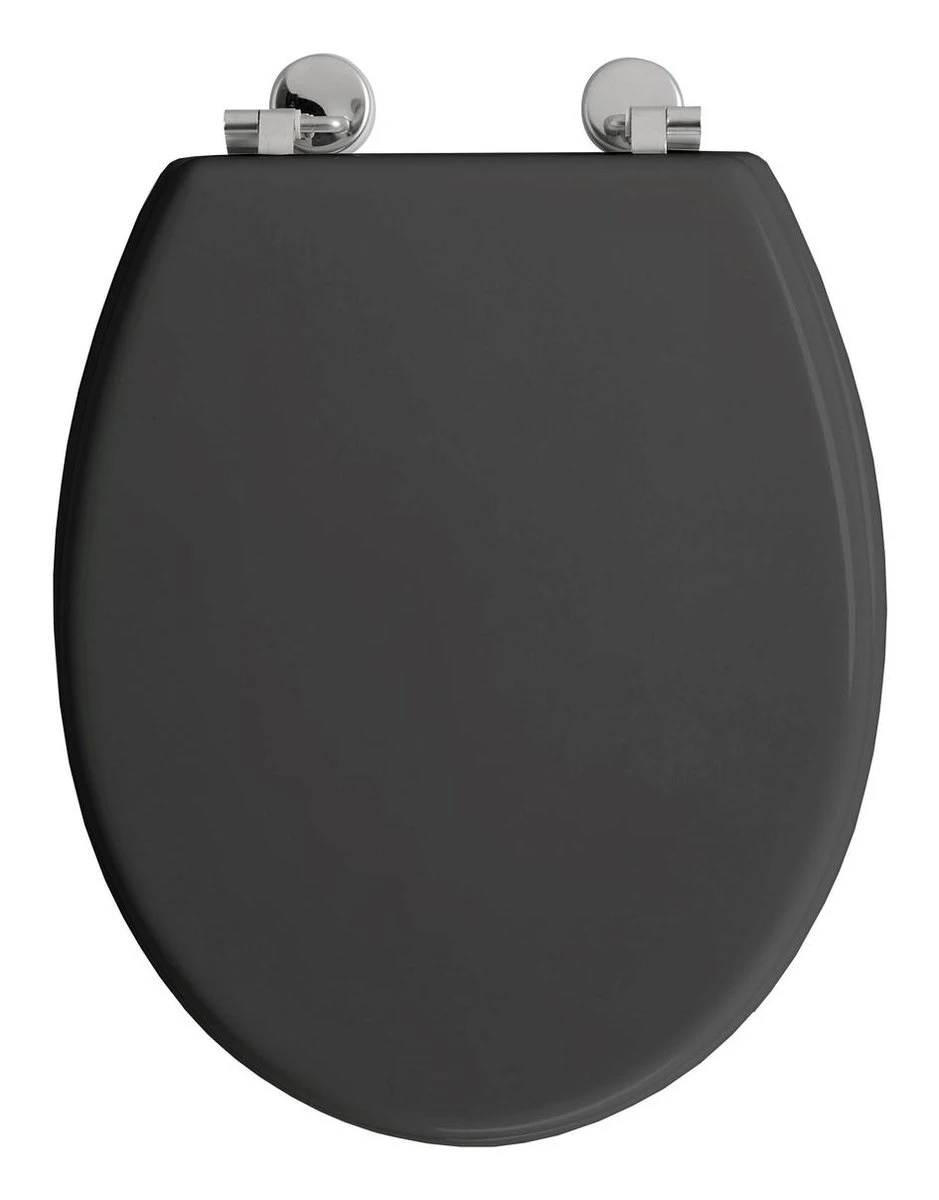 Allibert Wc-bril BOLIVA - Geperst Hout - Verchroomde Scharnieren - Grijs Gelakt - Afbeelding 2