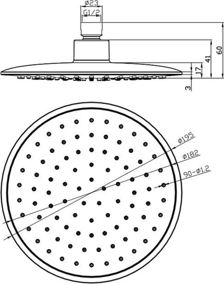 Wiesbaden Regendouche ABS Hoofddouche - Doorsnede 20cm - Chroom/Grijs - Afbeelding 3