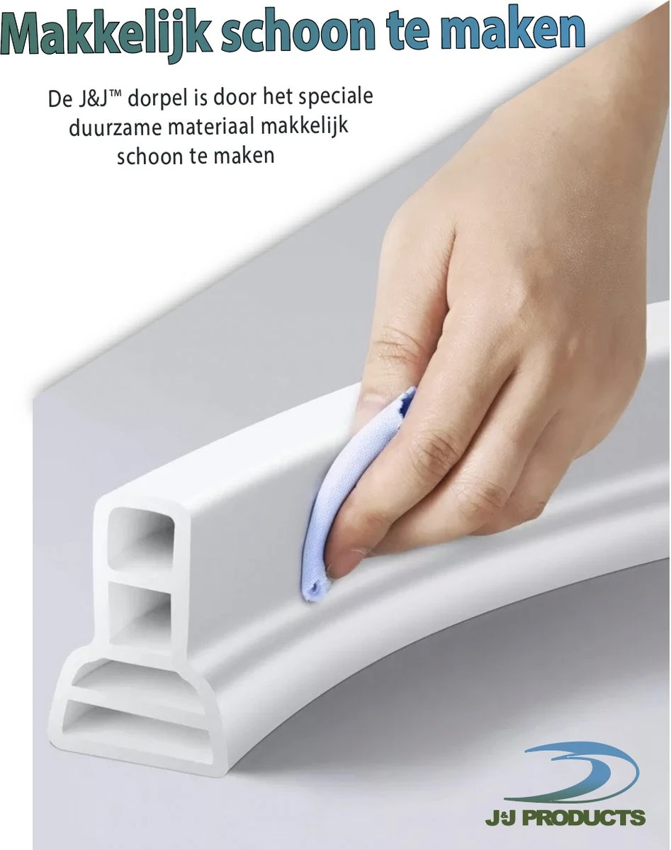 Merkloos Hoge Zelfklevende Waterkering Badkamer 100 Cm - Douchedorpel - Wateroverlast - Douchebak - Waterstopper - Sanitair Dorpel - Water - Douche - Badkamer - Schimmel Badkamer - Douche Kabine - Siliconen - Afbeelding 3