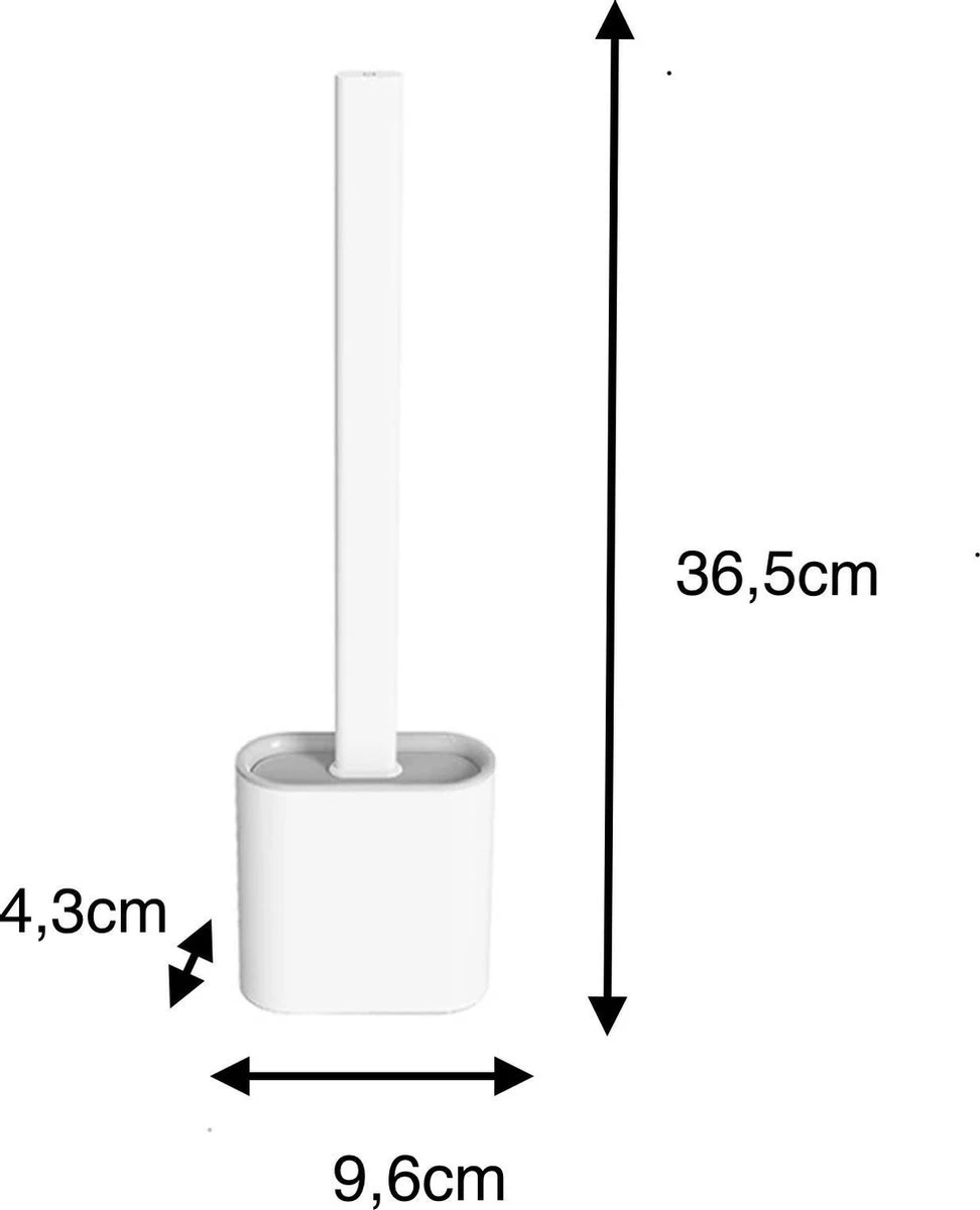 Easy Clean - Flexible Siliconen Wc Borstel Met Houder - Gesloten Onderkant - Ophangbaar - Vernieuwd Design - Toiletborstel - Wit - WC Borstel - Afbeelding 2