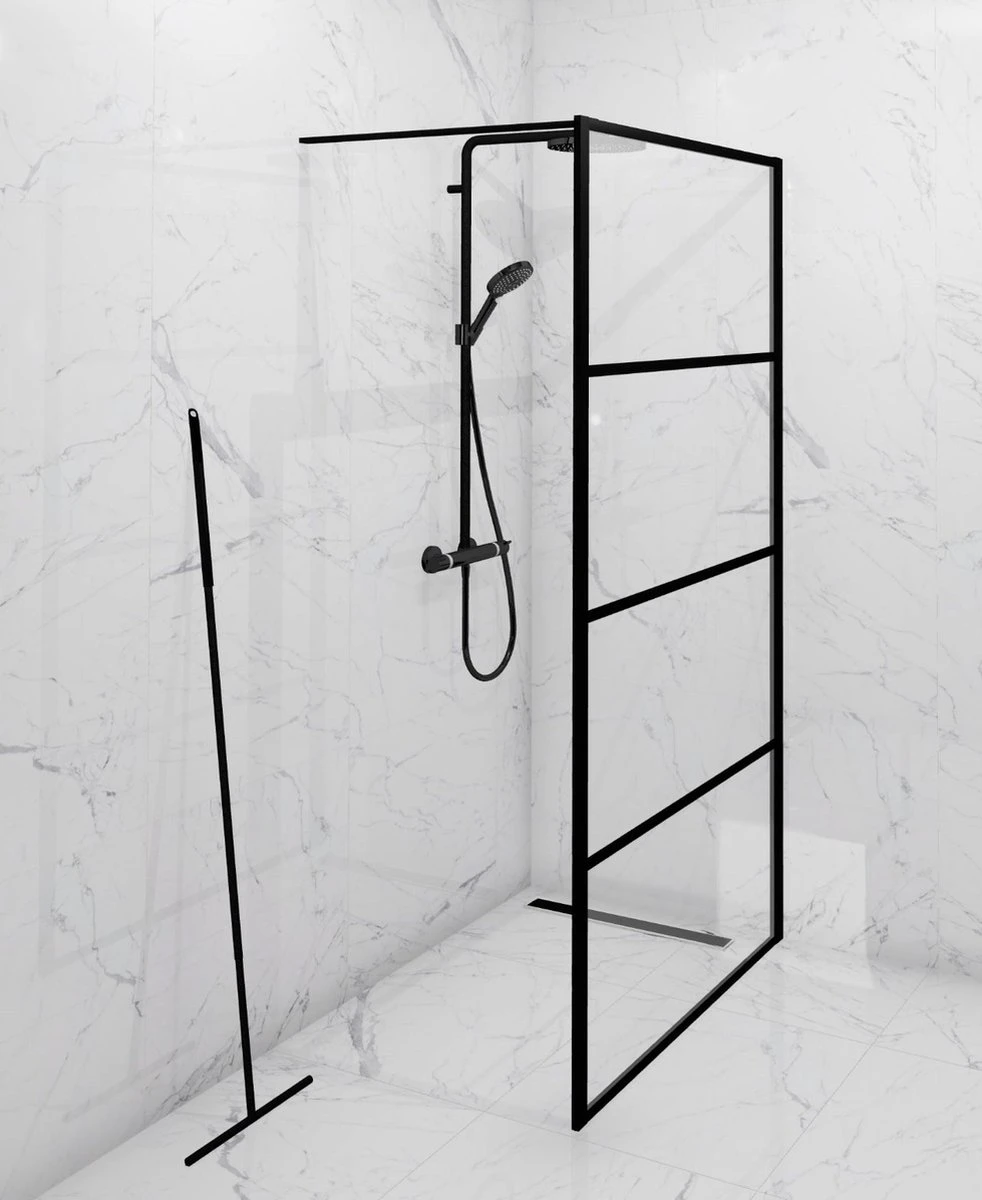 PROSIN - SET VAN VLOER + HANDWISSER - Raamwisser - Vloerwisser - Douchetrekker - Raamtrekker - Wisser - Mat Zwart - Wiper - Squeegee - Bathroom - Vloertrekker - Vloertrekker Met Steel - Floor Wiper - Aftrekker - RVS - Zwart - Design - Wisser - Afbeelding 5