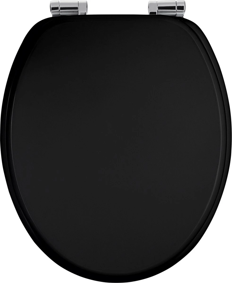 Casaria Wc-bril Met Deksel Sluitingsmechanisme Toiletzitting MDF Zwart - Afbeelding 2