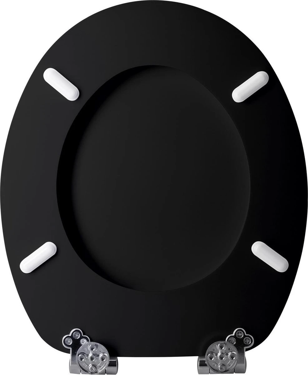 Casaria Wc-bril Met Deksel Sluitingsmechanisme Toiletzitting MDF Zwart - Afbeelding 6