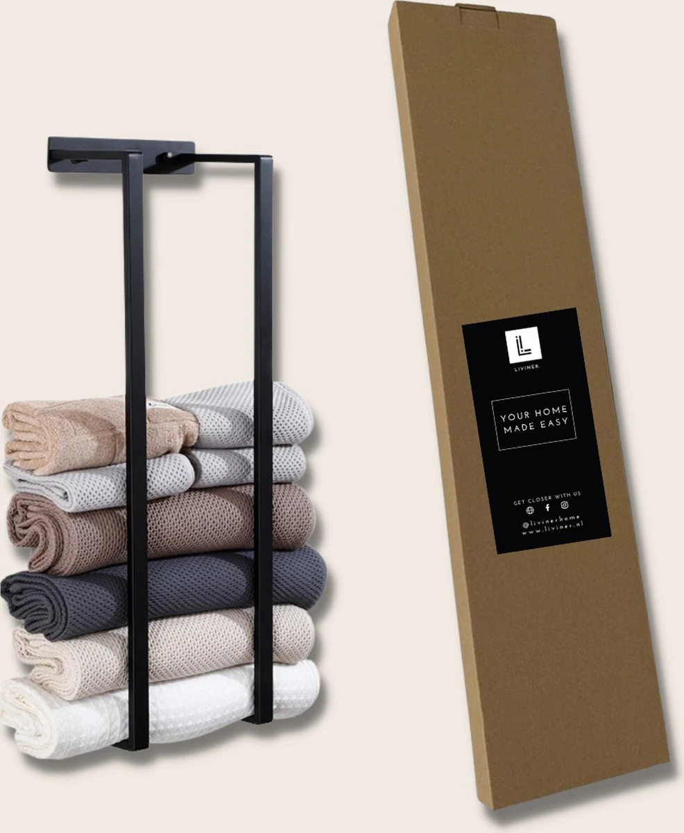 Liviner Stainless Handdoekrek - Handdoekrek Badkamer - Zwart - Handdoekenrek - Handdoekhouder - RVS - Afbeelding 3