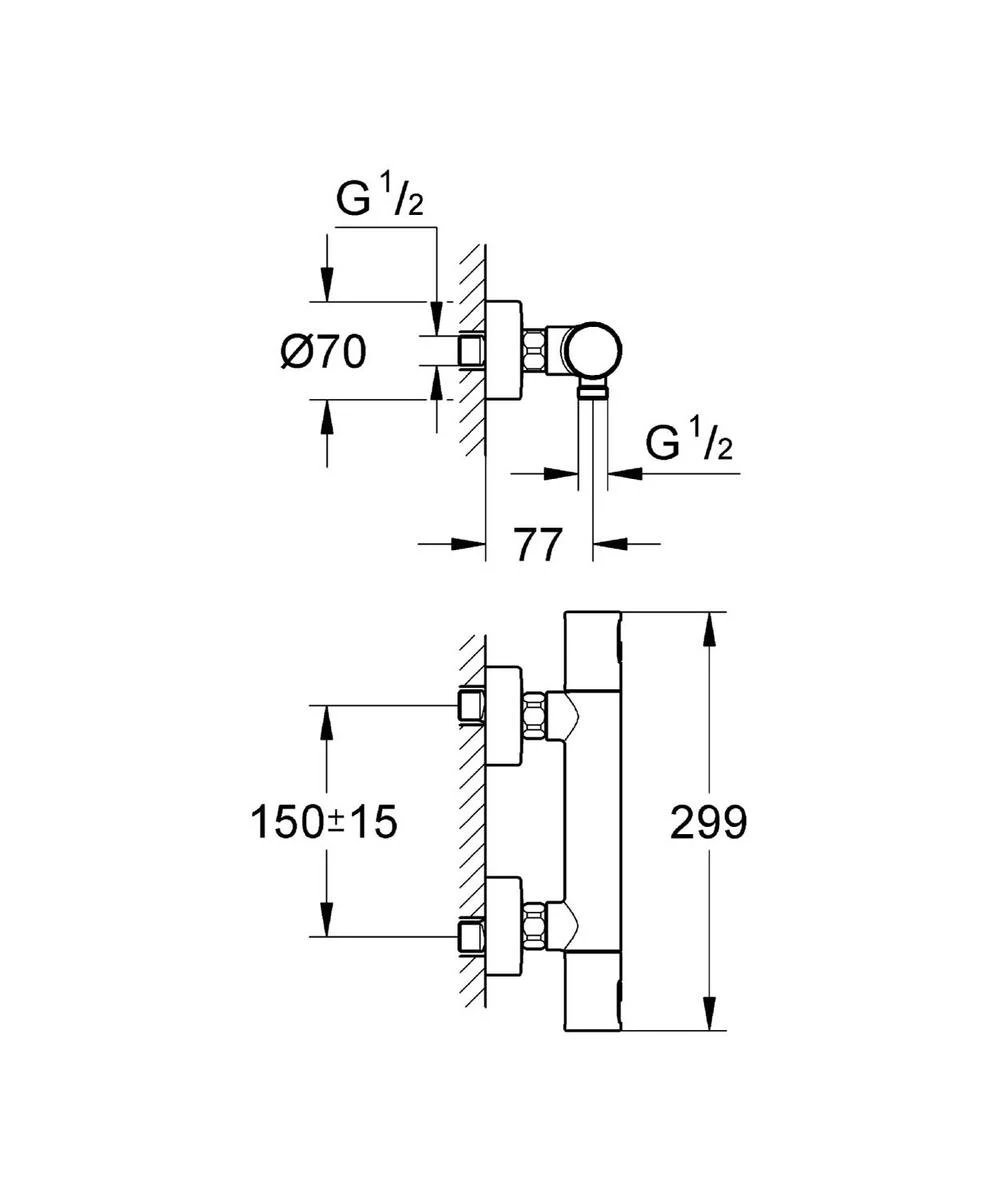 GROHE Precision Joy Thermostatische Douchekraan - 15 Cm Hartafstand - Afbeelding 2